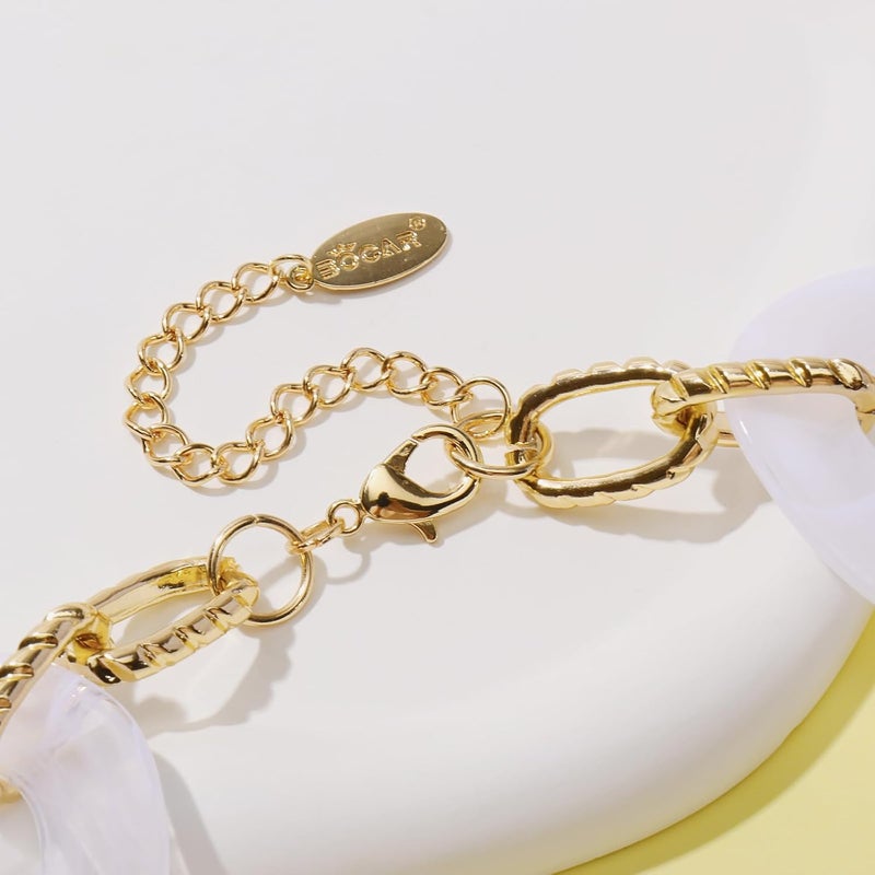 Bocar Statement Chunky Acrylic Cuban Choker Necklace Fashion Bib Collar Chain Necklace for Women(NK-10666) - Image 4